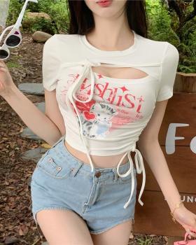 Summer unique printing T-shirt short sleeve sexy tops