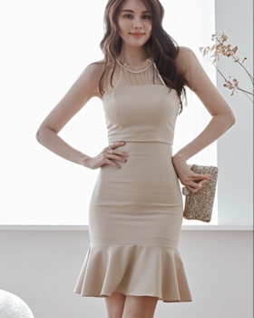 Korean style elegant package hip strapless dress
