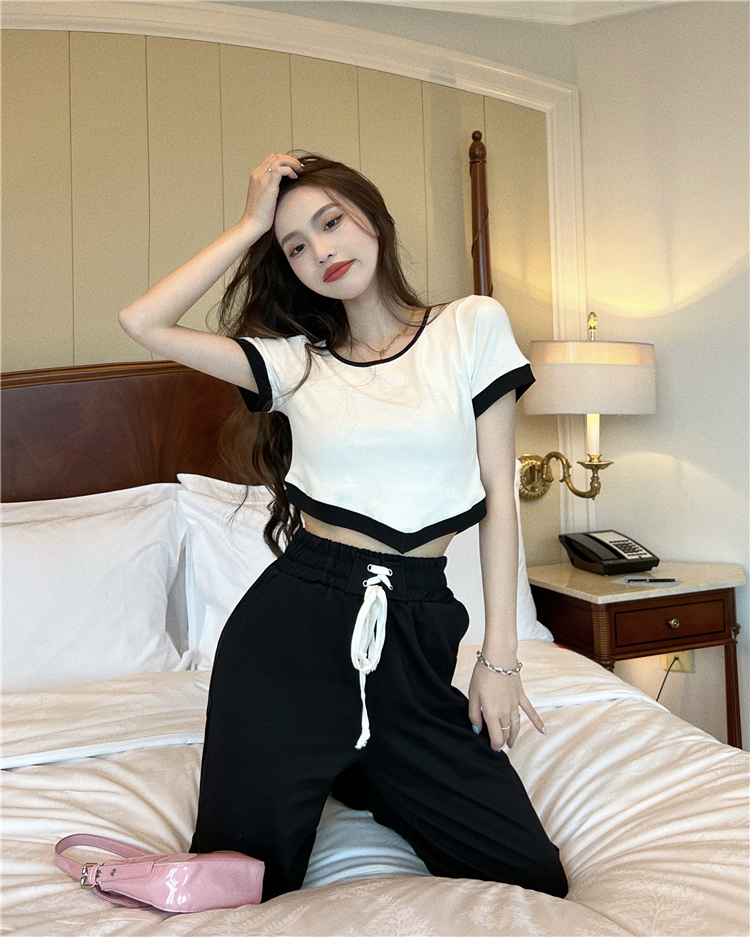 Short sleeve T-shirt short long pants for women