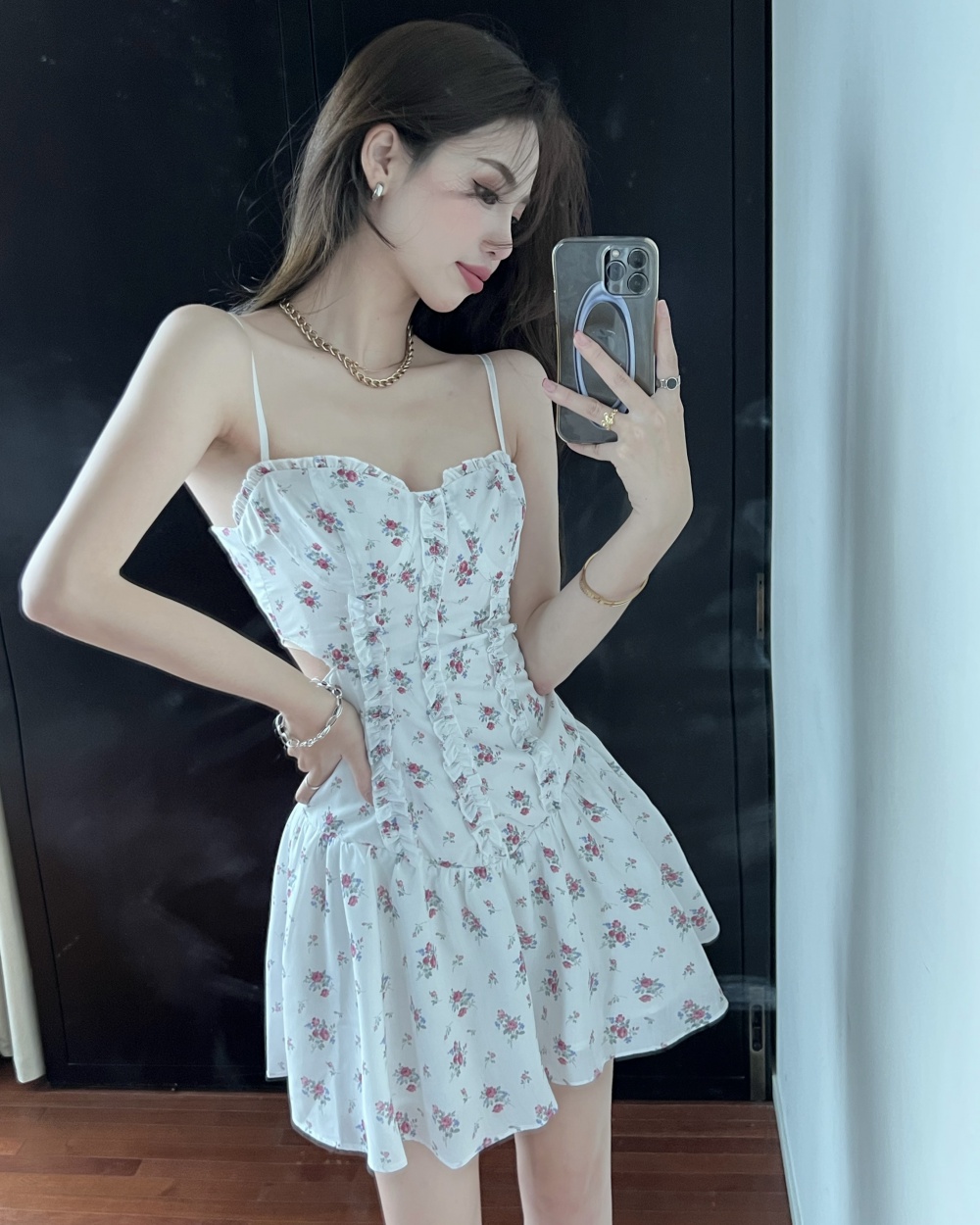 Floral sling T-back tender dress for women