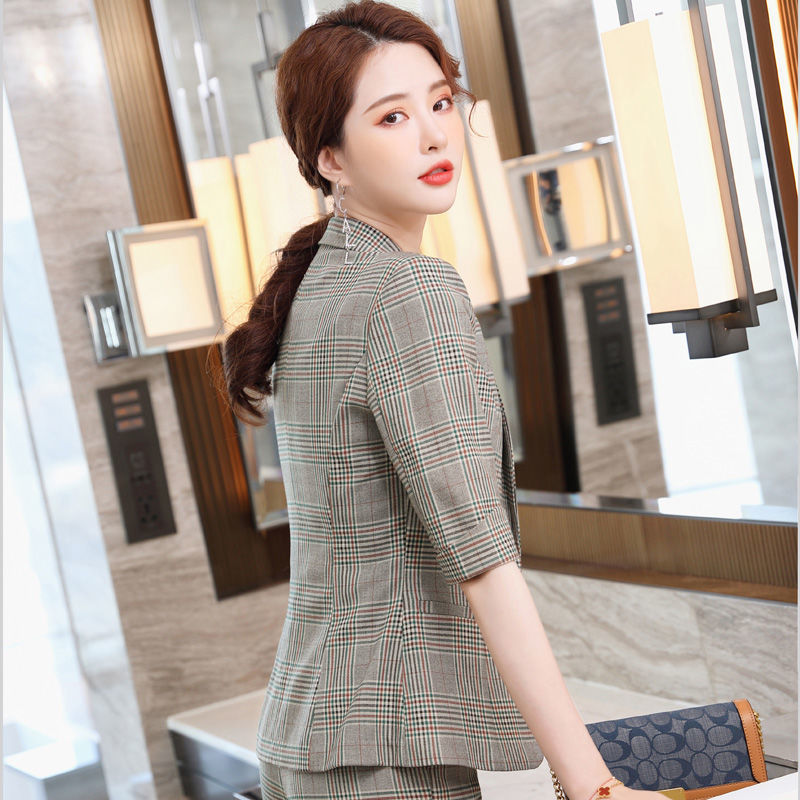 Retro thin business suit spring and summer coat 2pcs set