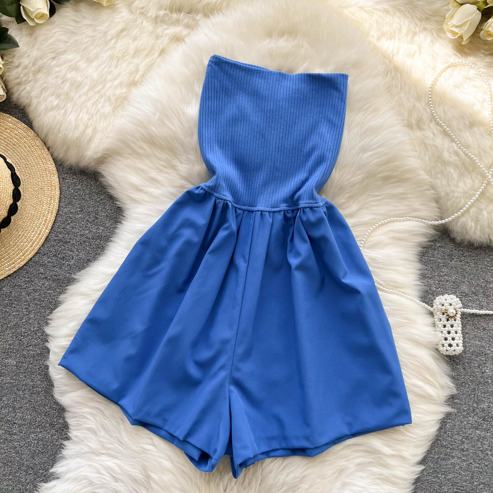 Sweet slim pure jumpsuit conjoined simple shorts for women