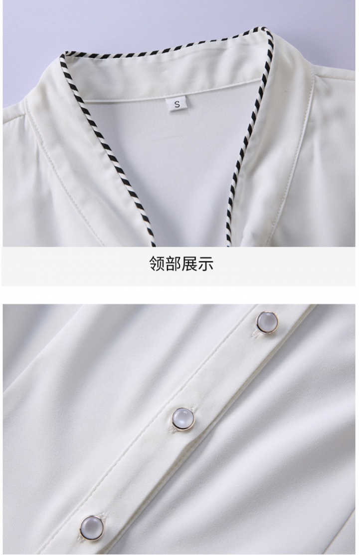 Long sleeve bow shirt Casual white work clothing