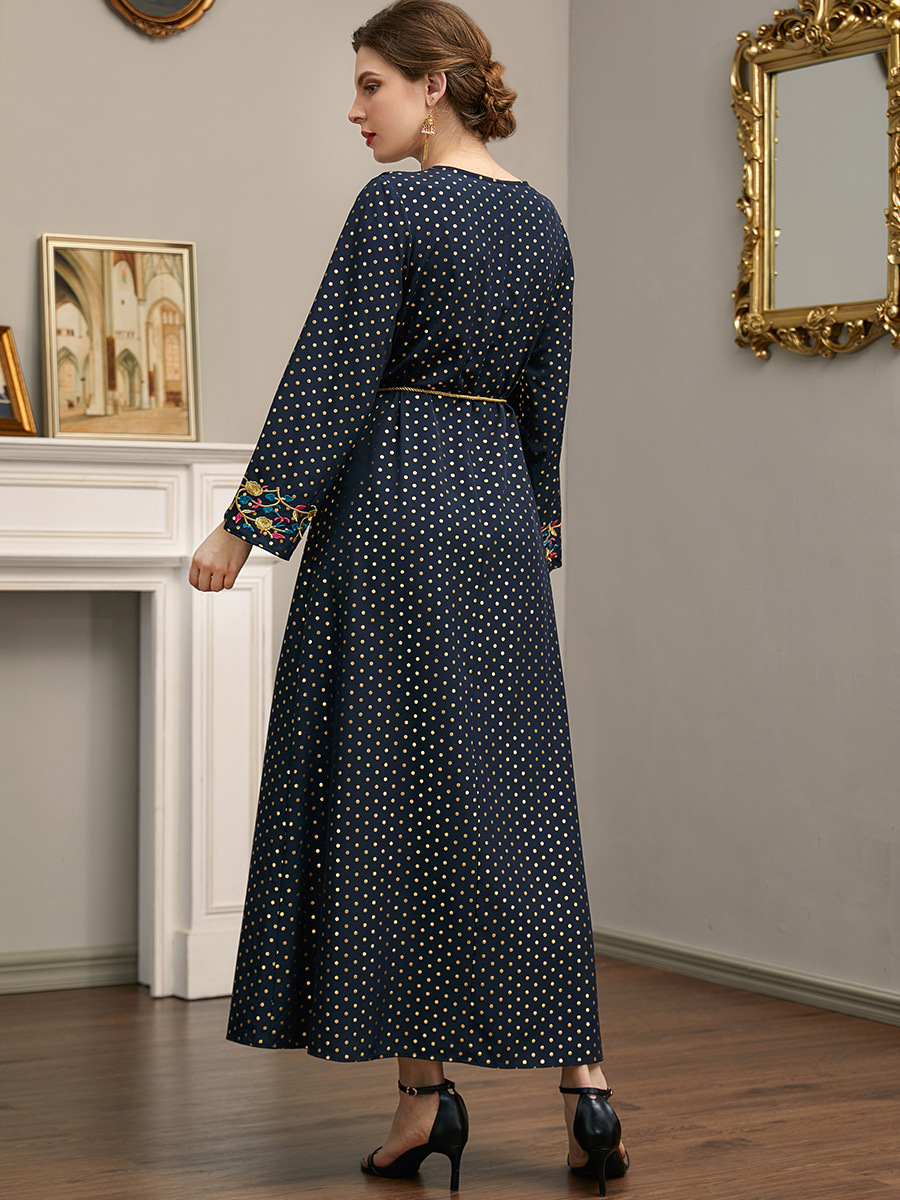 Tassels long sleeve fashion city polka dot dress for women