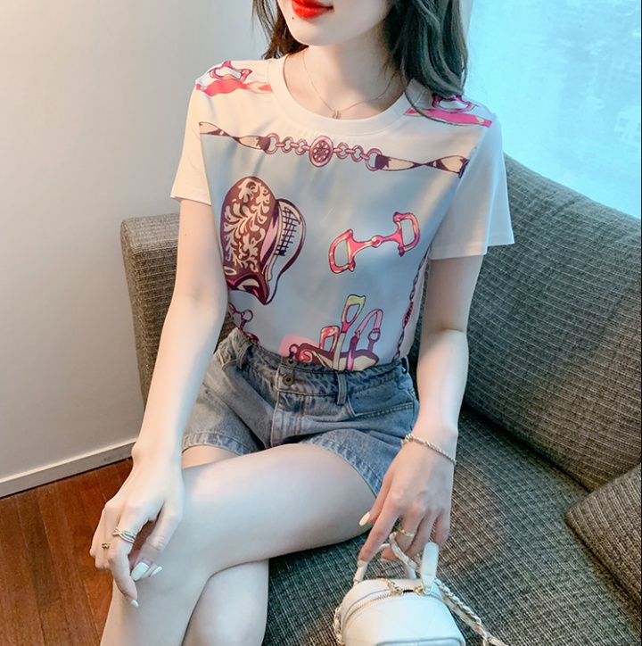 Slim personality pattern loose bottoming T-shirt for women