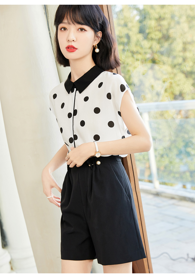 Simple polka dot chiffon all-match shirt for women