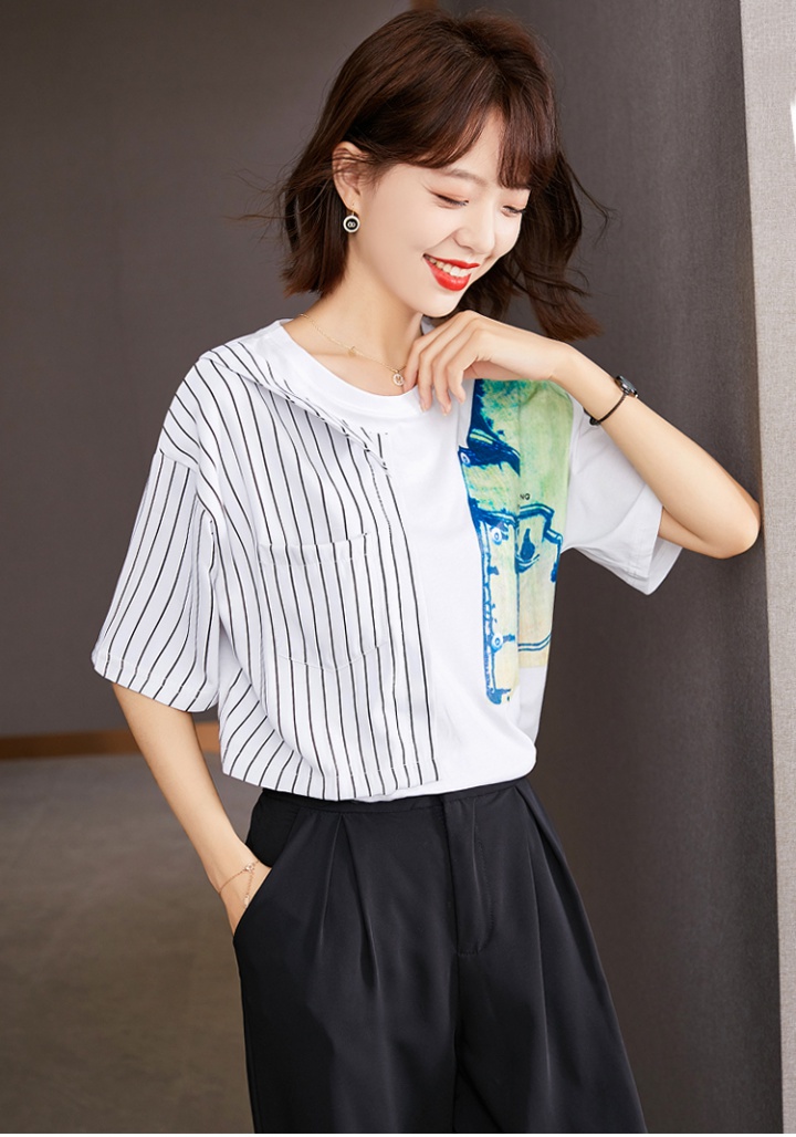 Western style summer tops loose bottoming shirt for women