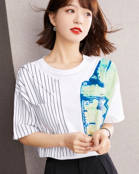 Western style summer tops loose bottoming shirt for women