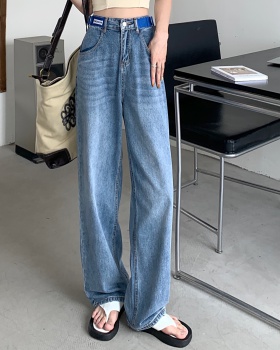 Wide leg slim blue loose high waist spring straight jeans