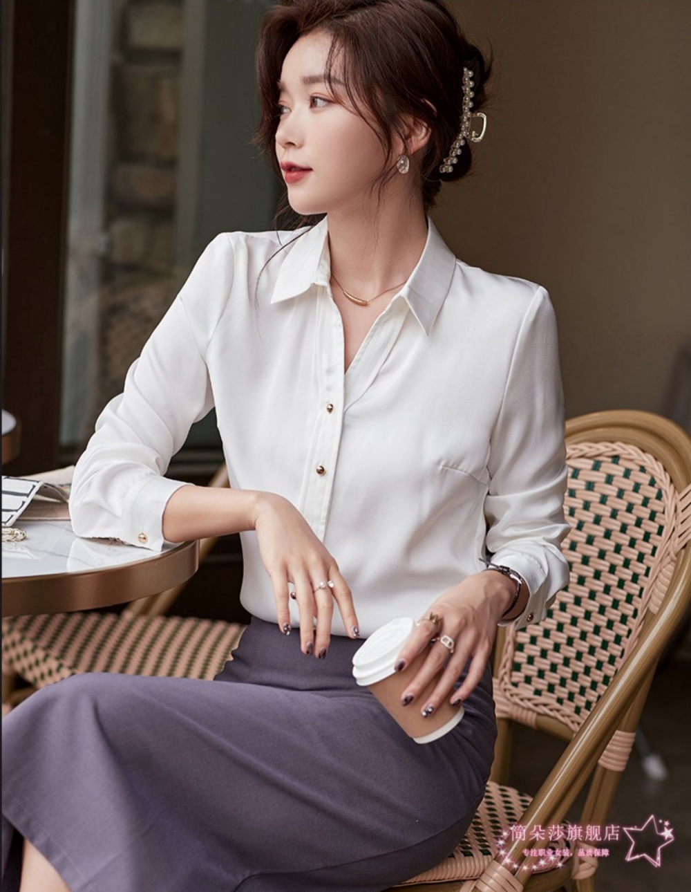 White spring and summer tops Casual profession chiffon shirt