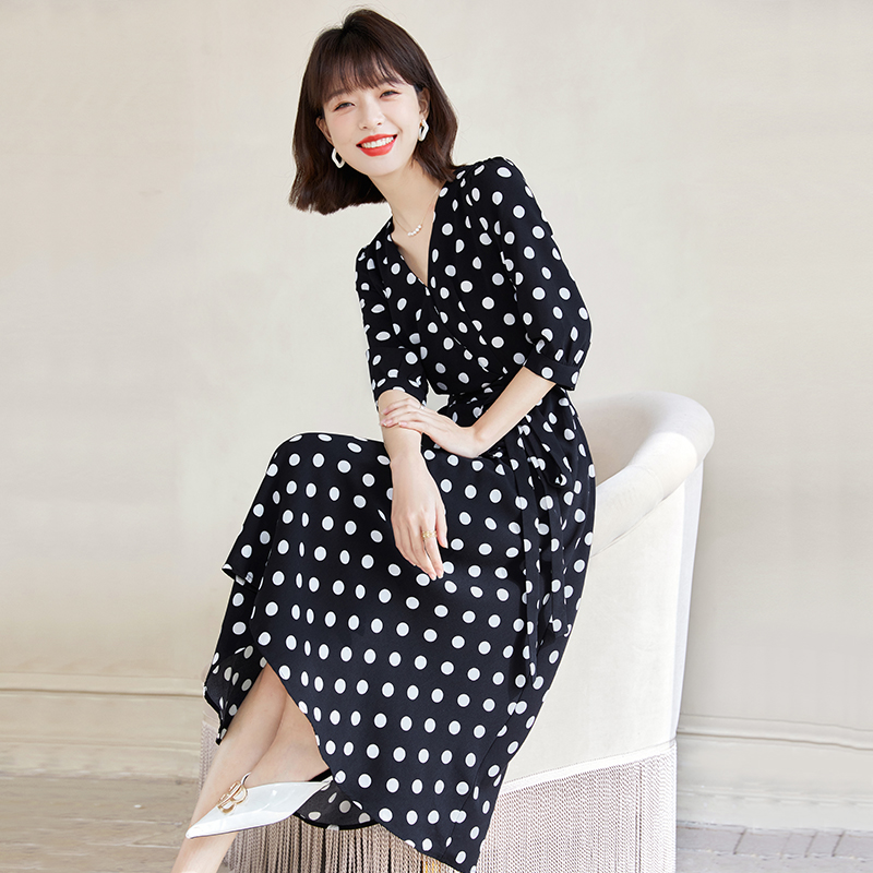 Black France style long dress temperament long dress