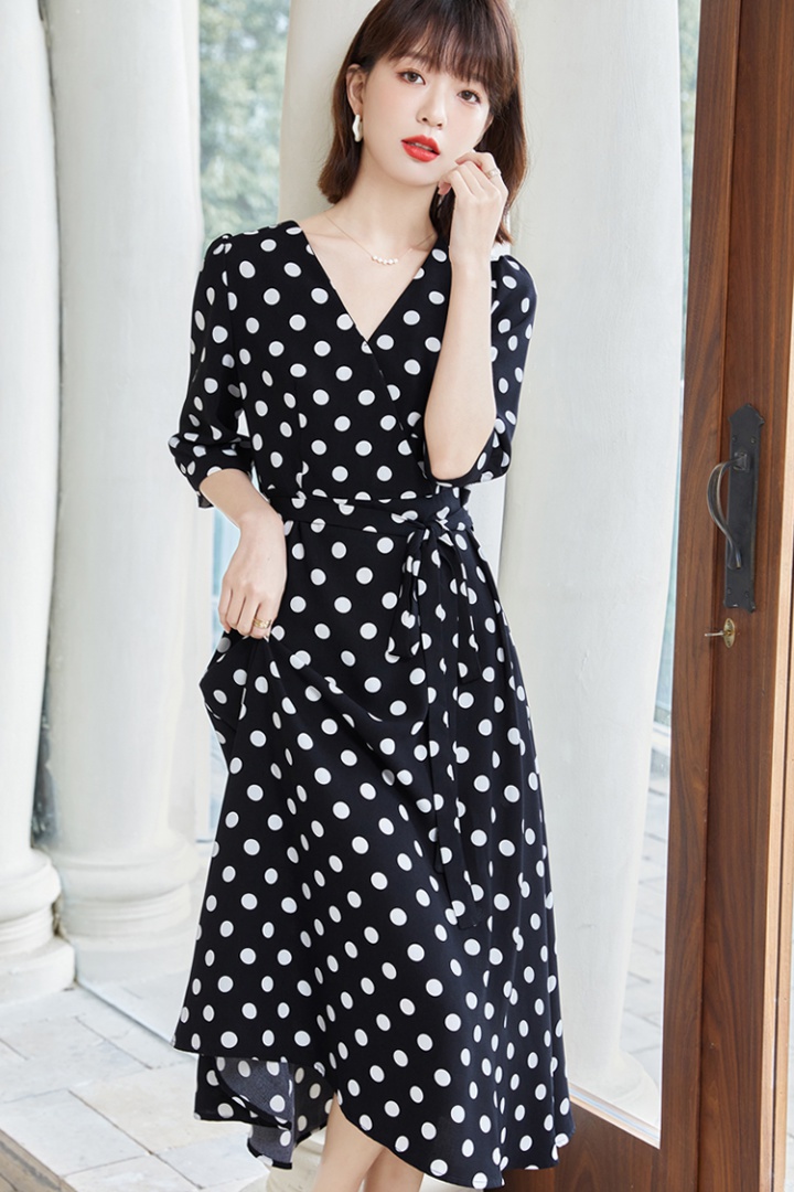 Black France style long dress temperament long dress