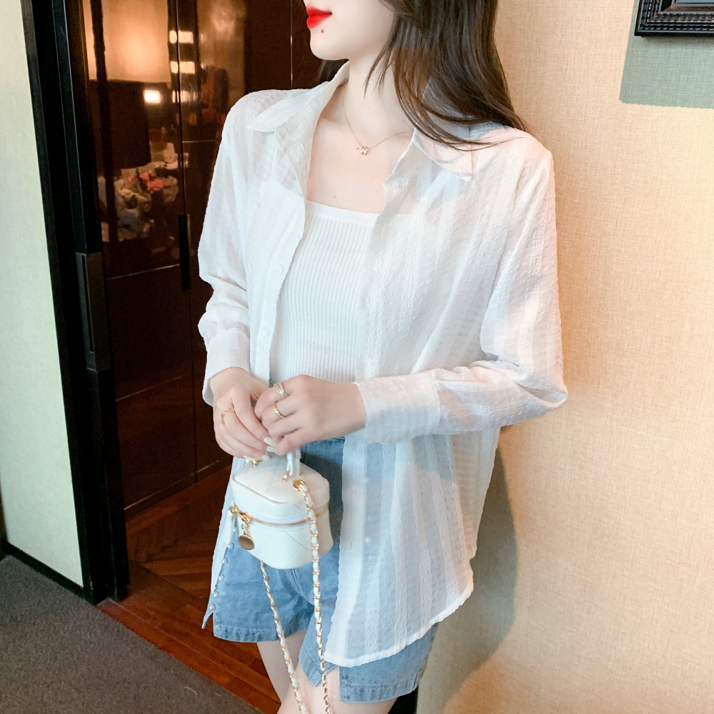 Chiffon white cardigan summer shirt