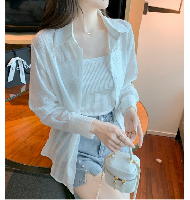 Chiffon white cardigan summer shirt