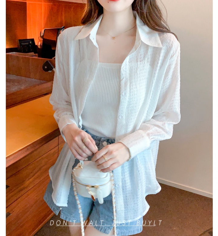 Chiffon white cardigan summer shirt