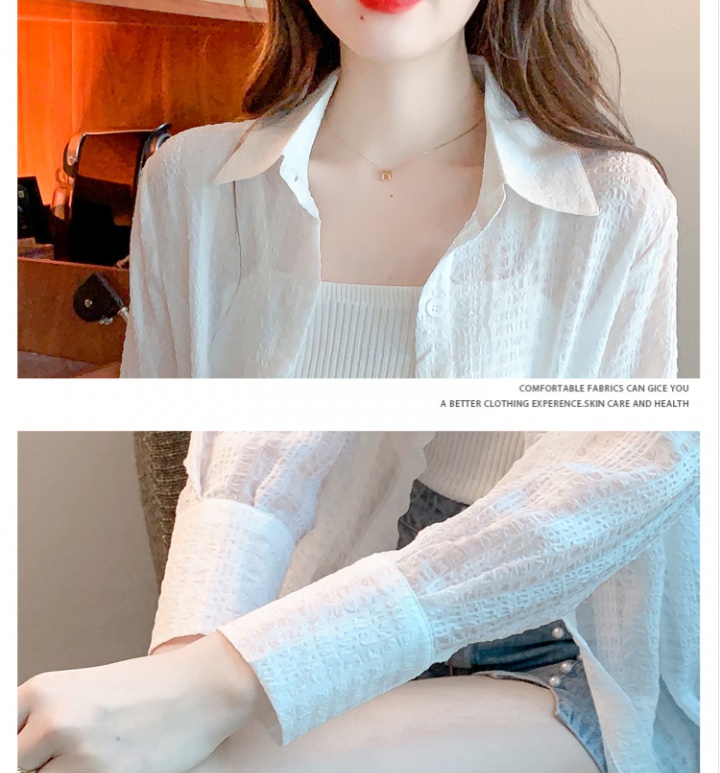 Chiffon white cardigan summer shirt