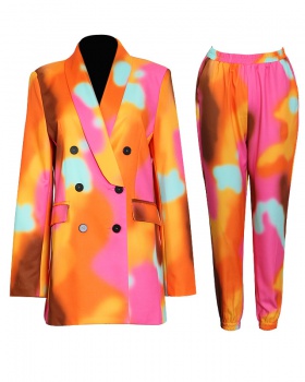 Fashion coat pants 2pcs set for women