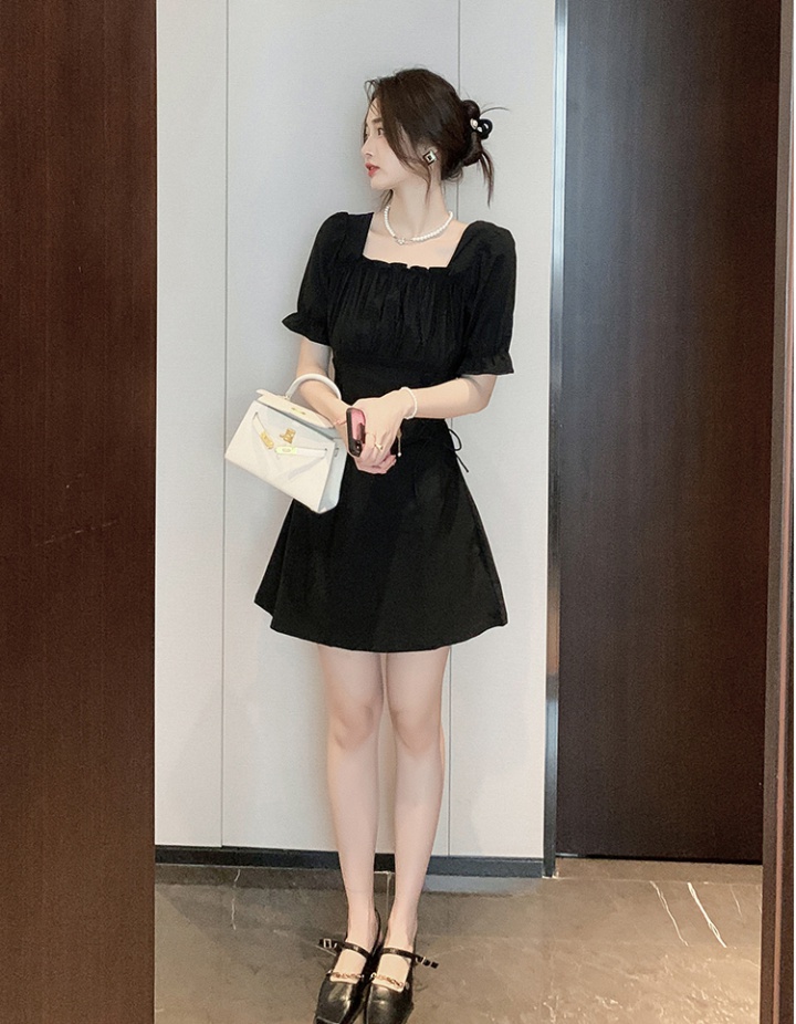 Square collar T-back Korean style dress for women