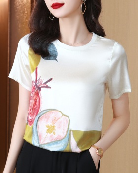 Real silk silk T-shirt summer small shirt for women