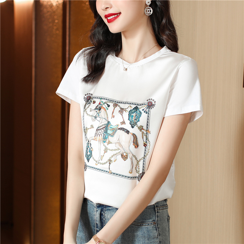 Summer short sleeve tops simple printing T-shirt