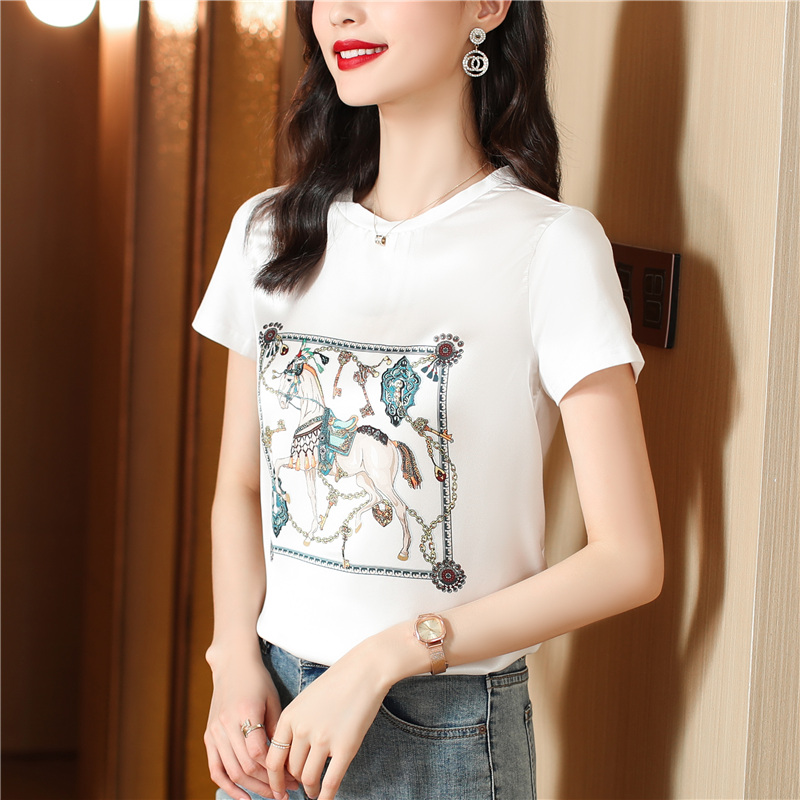 Summer short sleeve tops simple printing T-shirt