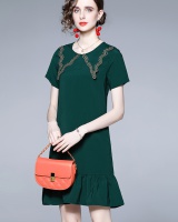 European style playful lapel summer embroidered dress
