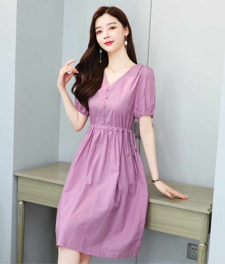 Temperament cotton linen summer dress for women