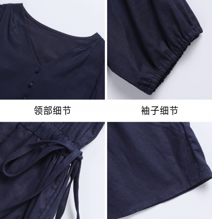 Temperament cotton linen summer dress for women