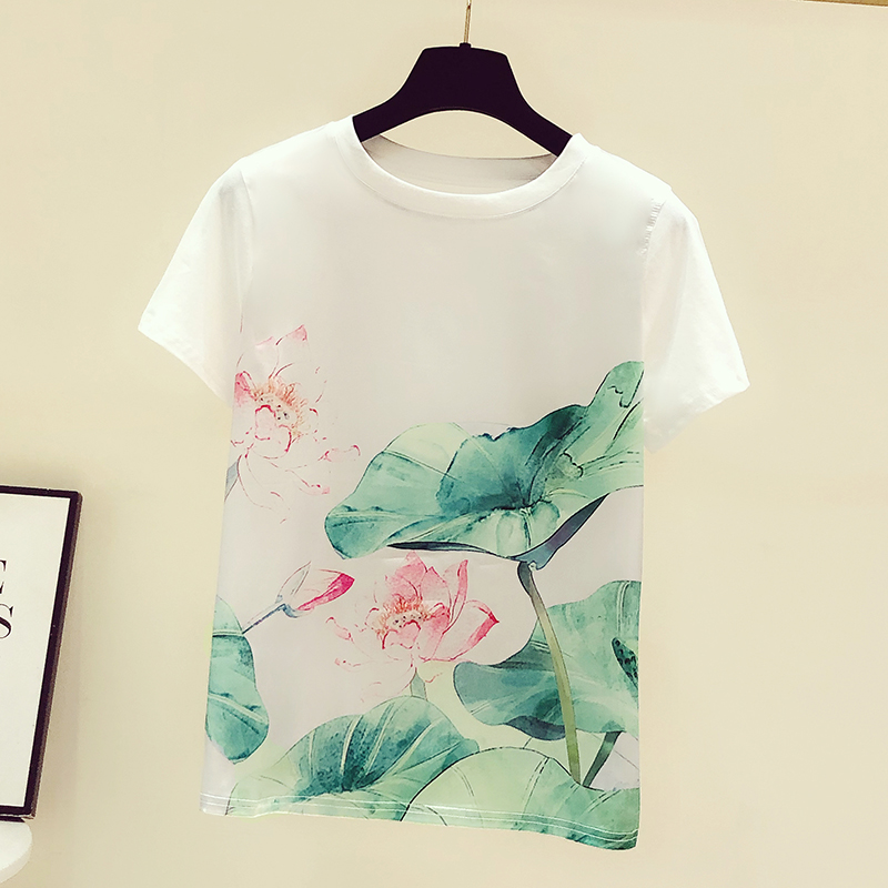 Fashion temperament T-shirt printing spring and summer tops