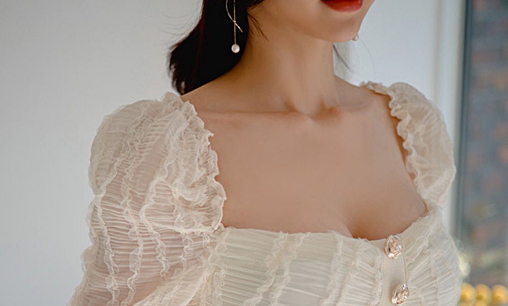 Korean style short sleeve wrapped chest summer dress