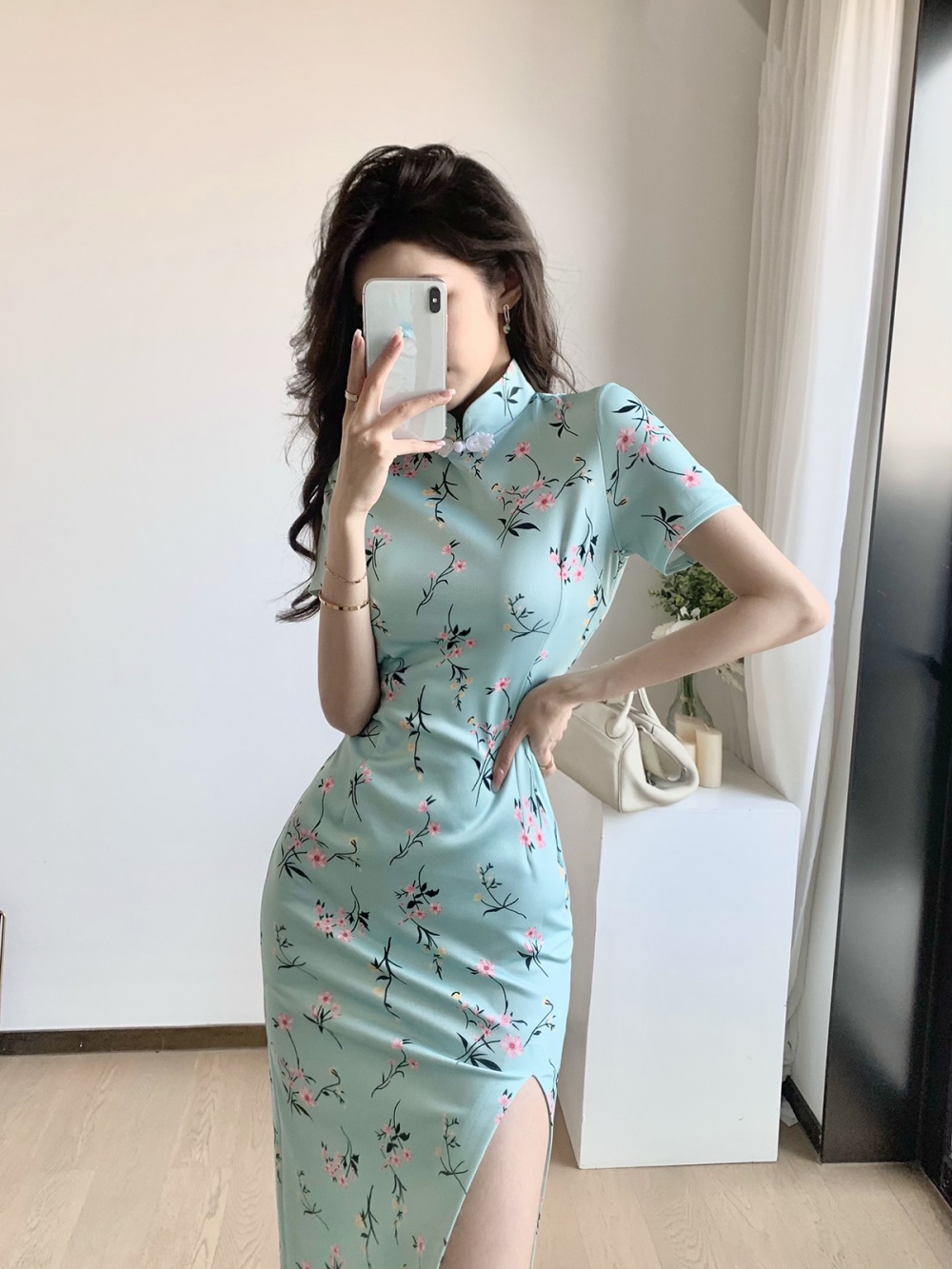 Summer short sleeve cheongsam tight dress