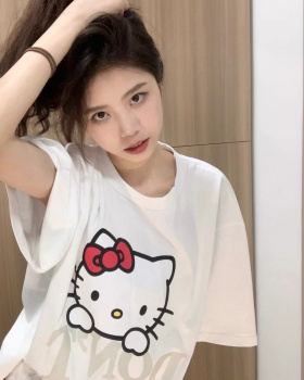 Cat printing pure cotton combed T-shirt