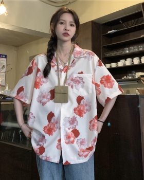 All-match Casual retro floral lazy loose shirt