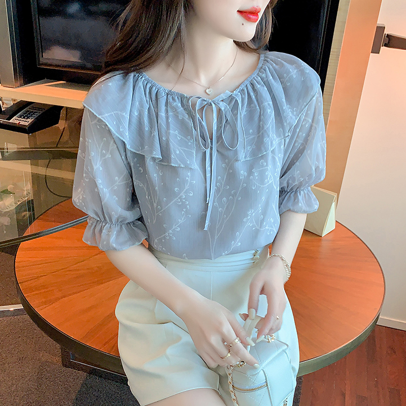 Sweet Western style tops maiden chiffon shirt