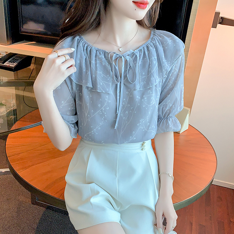 Sweet Western style tops maiden chiffon shirt