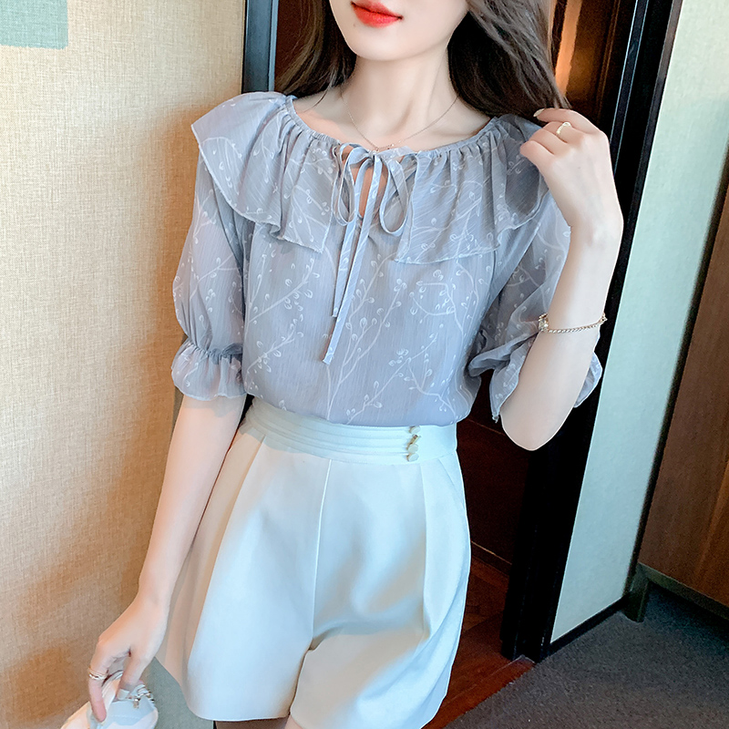 Sweet Western style tops maiden chiffon shirt