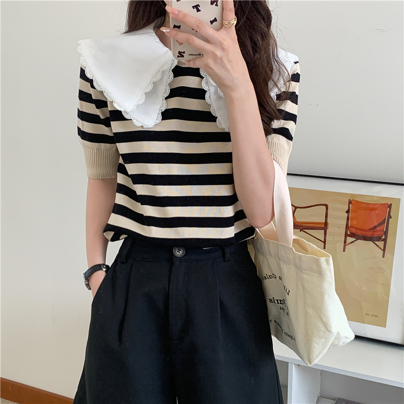 College style removable T-shirt Korean style lapel tops