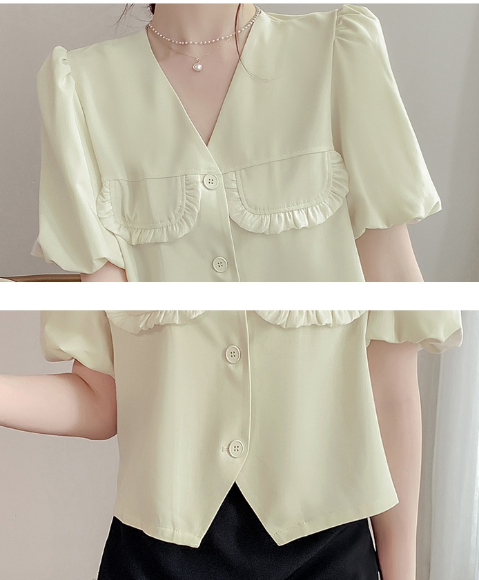 Summer V-neck shirt short sleeve tops for women