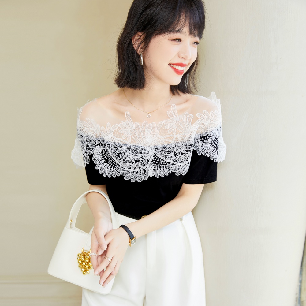 Strapless flat shoulder T-shirt beautiful tops for women