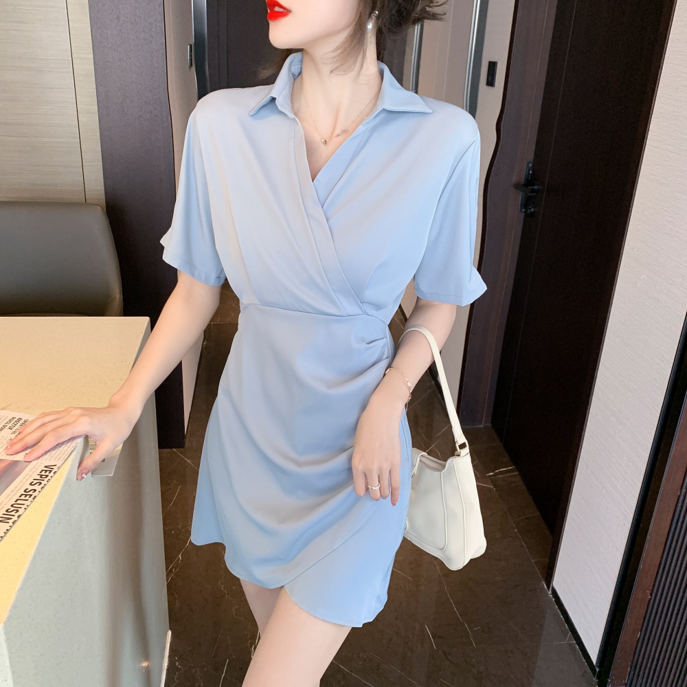 Thin pinched waist dress slim summer shirt