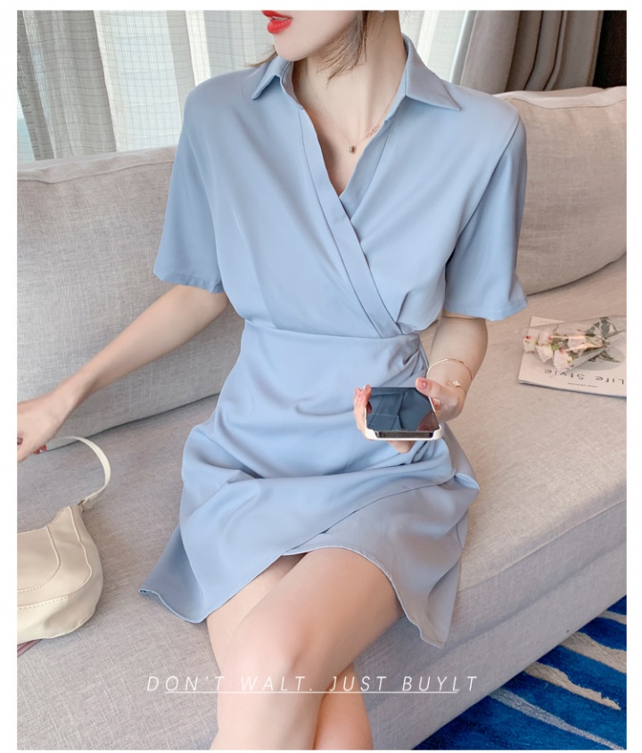 Thin pinched waist dress slim summer shirt