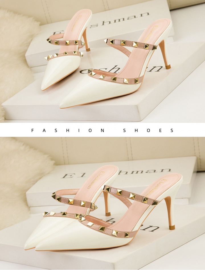 Pointed metal high-heeled sandals for women