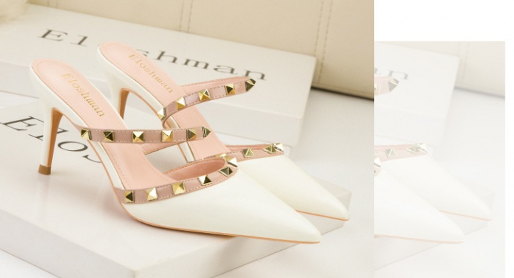 Pointed metal high-heeled sandals for women