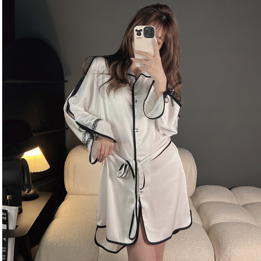 Wears outside night dress ice silk pajamas for women