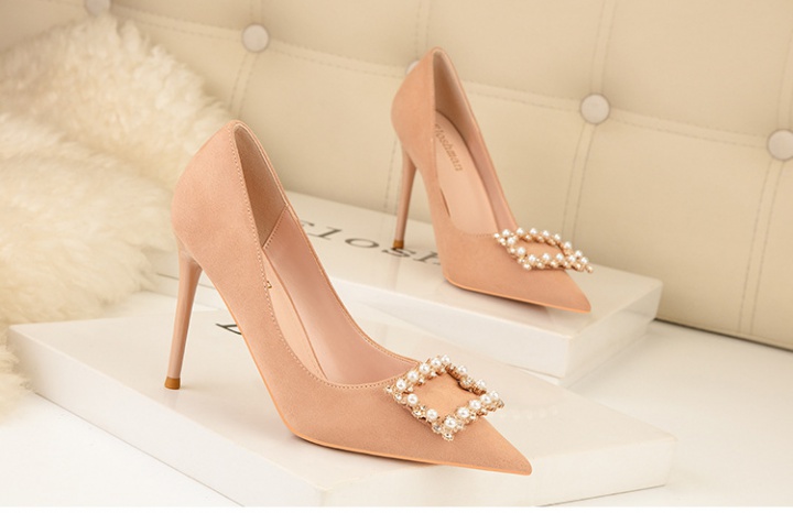 Rhinestone shoes side buckle stilettos for women