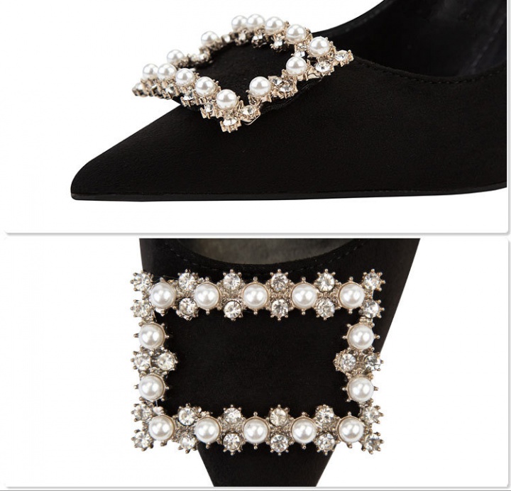 Rhinestone shoes side buckle stilettos for women