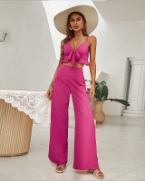 Halter tops wrapped chest flare pants a set for women