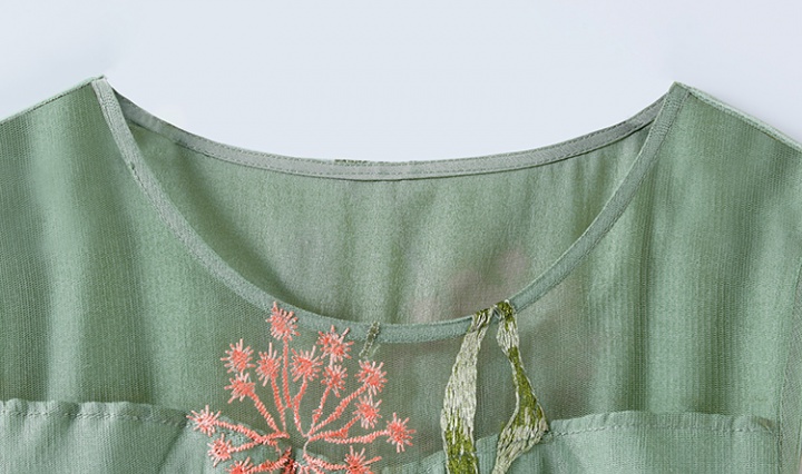 Korean style gauze embroidered slim long temperament dress