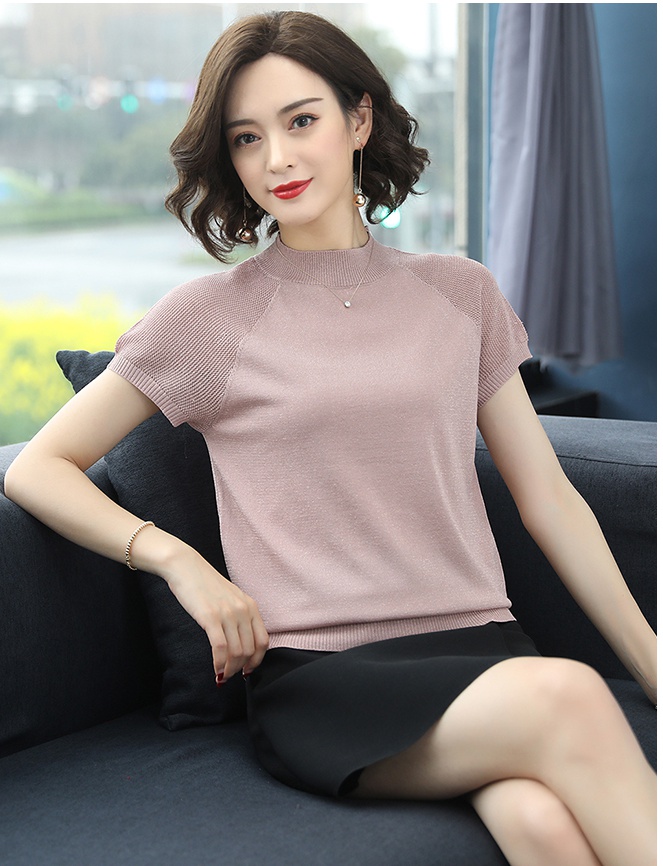 Middle-aged summer T-shirt ice silk sweater