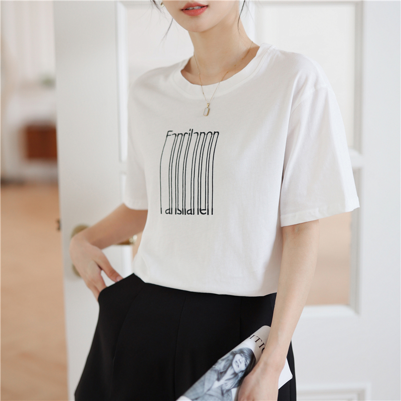 Letters T-shirt short sleeve tops for women